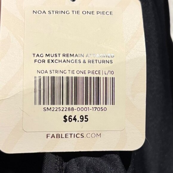 Fabletics Noa String Tie One-Piece Swimsuit Size L Black Halter Cutout Back Tie - Picture 4 of 5